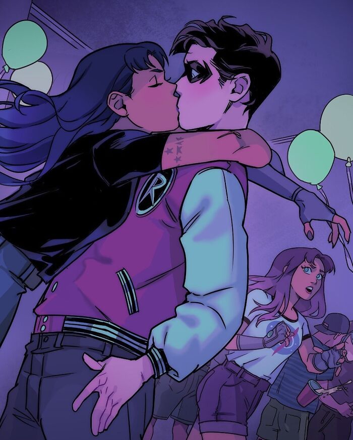 Teen Titans young heroes celebrating with a birthday cake, showcasing Gabriel Picolo’s relatable visual storytelling style.