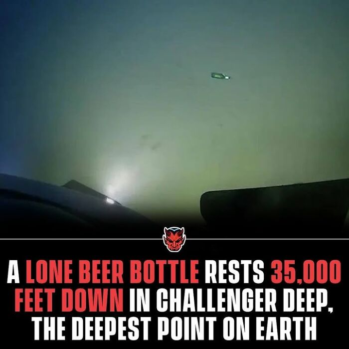 Beer bottle resting 35,000 feet down in Challenger Deep, a creepy fact about the deepest point on Earth.