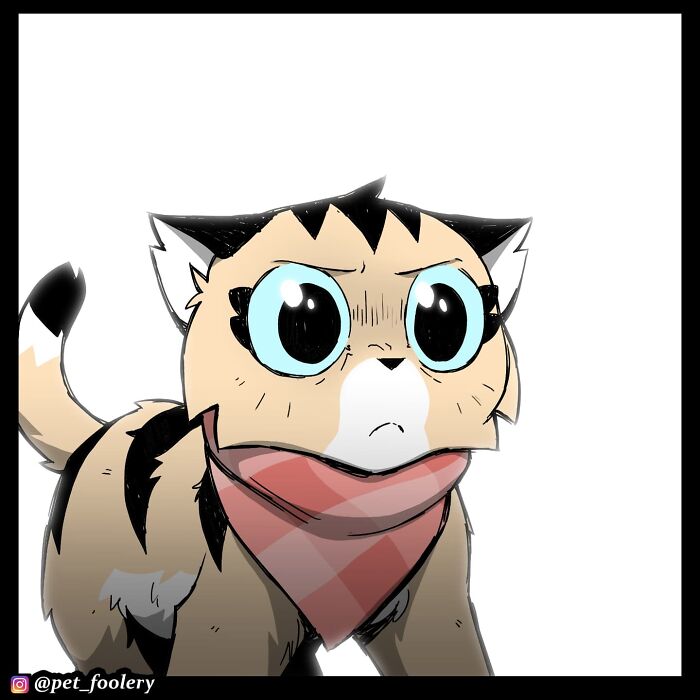 Cartoon cat playing hide and seek near a log pile in a colorful Pet Foolery comic strip.