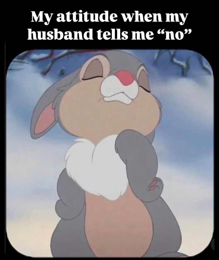 Cartoon rabbit showing a confident attitude with closed eyes, representing a cool mom's reaction to parenting challenges.