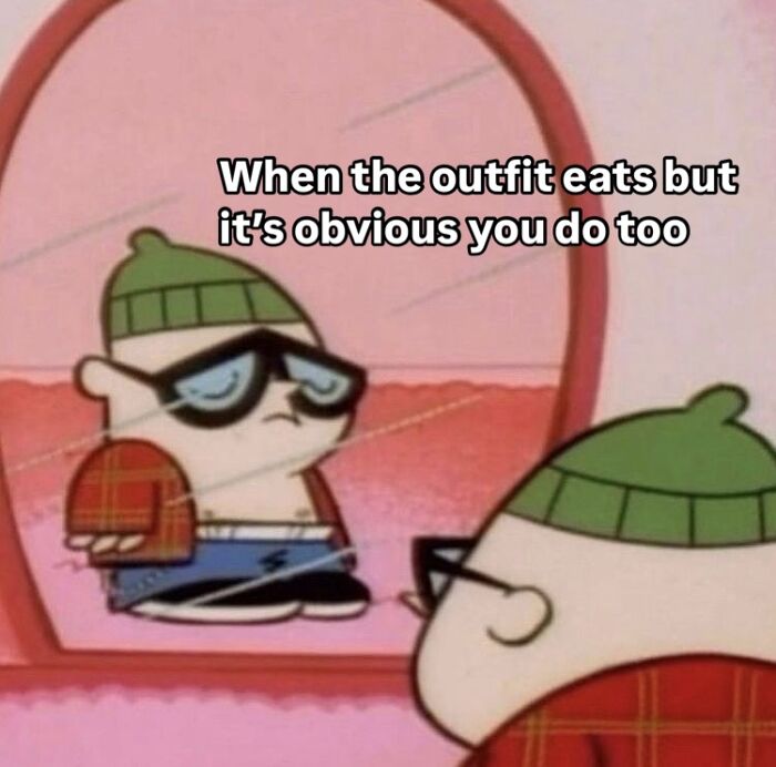 Cartoon character in cool mom outfit making a funny face, capturing the humor of being a cool mom meme.