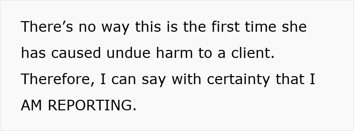 Text image with a statement about reporting a couple's therapist who harms a client, related to mental health concern.