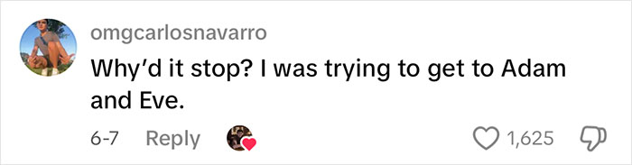 Comment about trying to get to Adam and Eve, illustrating people sharing family history and genealogy humor online.