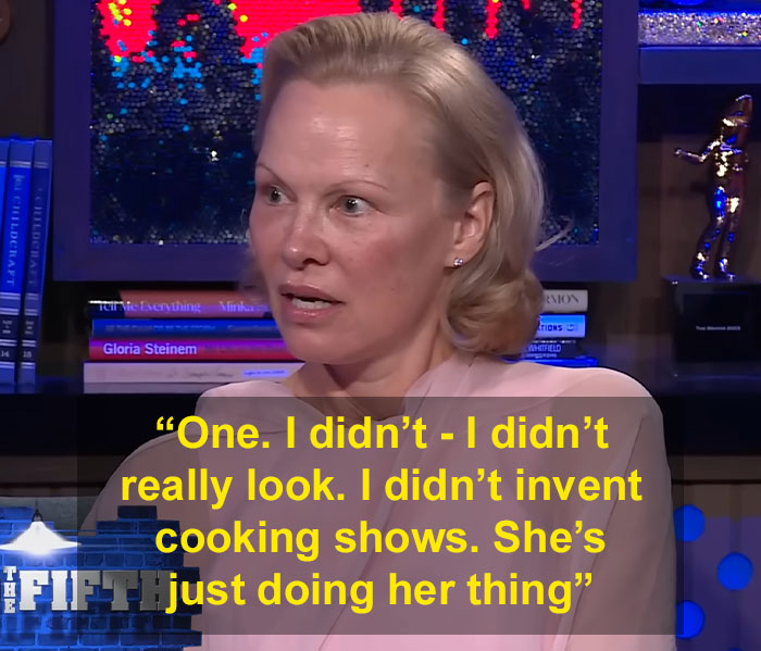 Pamela Anderson speaking about cooking shows and addressing accusations from fans about Meghan Markle’s cooking show. - 5