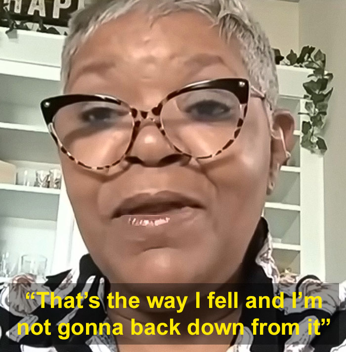 Woman with short gray hair and glasses speaking in front of a bookshelf, related to single mom beaten by Cincinnati mob. Woman with short gray hair and glasses speaking in front of a bookshelf, related to single mom beaten by Cincinnati mob.