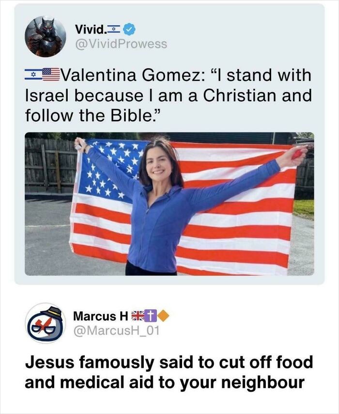 Screenshot of a social media post with a woman holding an American flag, part of failed attempt moments online.