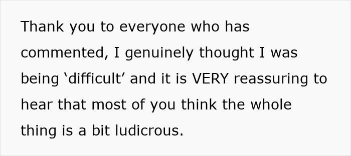 Text on screen expressing gratitude for comments about a postpartum trip situation involving a pregnant wife.