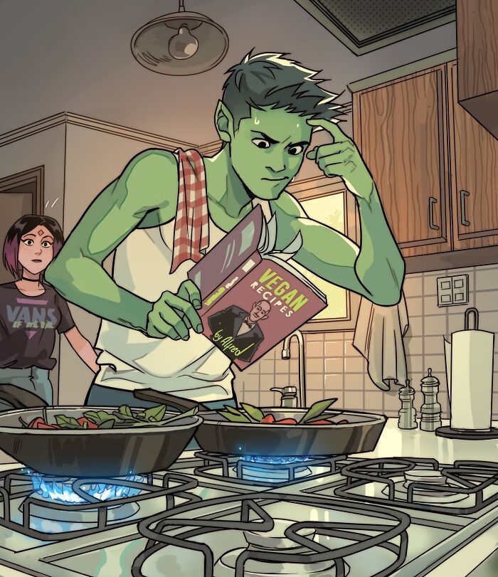 Young woman holding a cat in her room, capturing Gabriel Picolo’s Teen Titans relatable young heroes through visual storytelling.