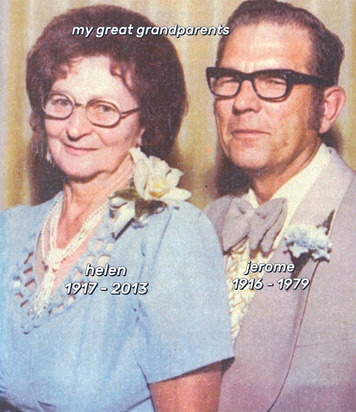 Portrait of great grandparents Helen and Jerome, key figures in inspiring family historian and online family tree sharing.