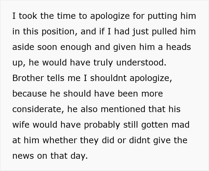 Text excerpt discussing a woman needing support from family after devastating news but facing drama from sister-in-law feeling outshined.