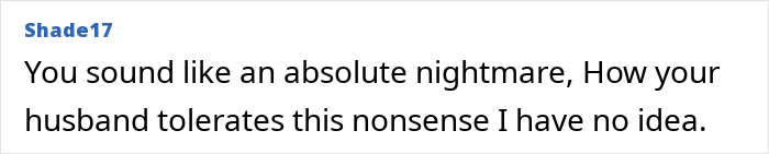 Screenshot of an online comment expressing frustration about a husband tolerating nonsense during a trip with a friend.