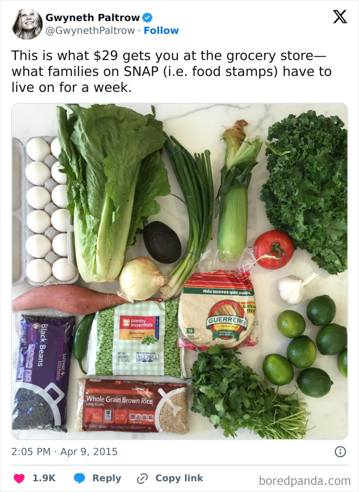 Grocery items shown by celebs trying to be relatable, highlighting how out-of-touch their price perceptions really are.