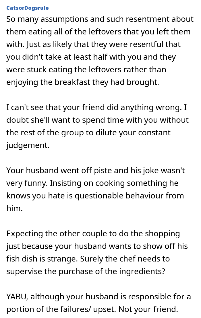 Text post discussing regrets and tensions during a trip with a friend and husband after plans were ruined