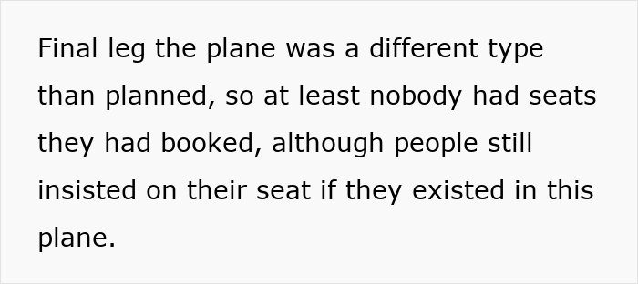 Text excerpt discussing a six-leg flight experience involving a mom venting online about a kid who traumatized her.