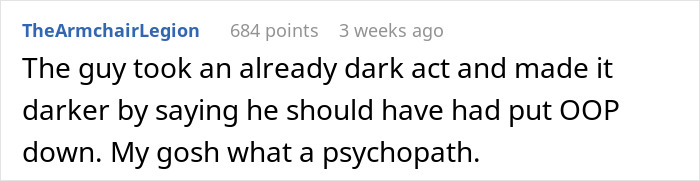 Online comment criticizing boyfriend for trying to stealthily euthanize girlfriend&rsquo;s dog, calling him a psychopath.