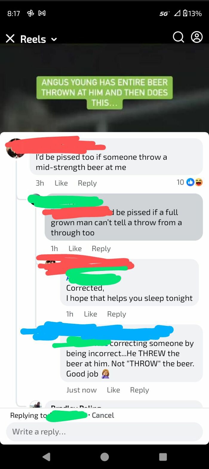 Screenshot of an online group where overconfident know-it-alls incorrectly correct people in comment thread.