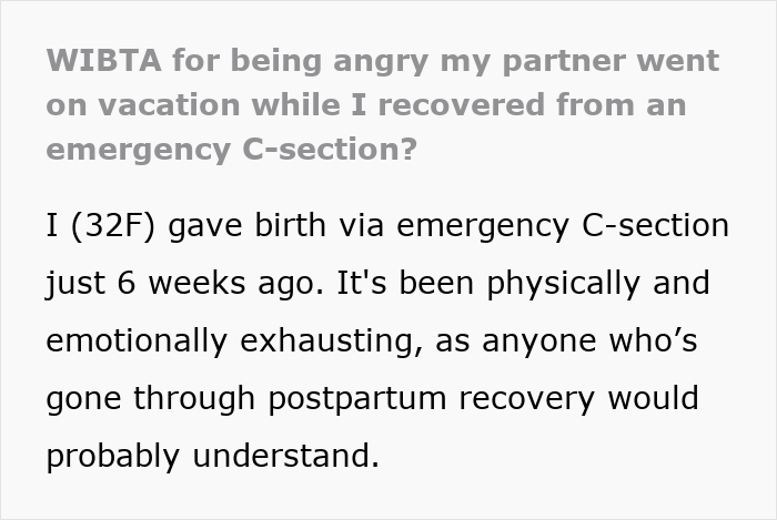 Man Enjoys Family Vacay While Wife, Who Had C-Section, Falls Sick Looking After Their Newborn Solo Man Enjoys Family Vacay While Wife, Who Had C-Section, Falls Sick Looking After Their Newborn Solo