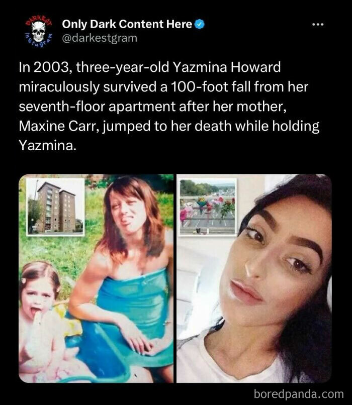 Screenshot of a dark Instagram story about a miraculous survival, illustrating darkest page on Instagram content.