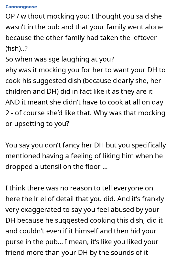 Text discussing a woman&rsquo;s regrets about a trip with her friend and husband after plans are ruined and tensions rise.