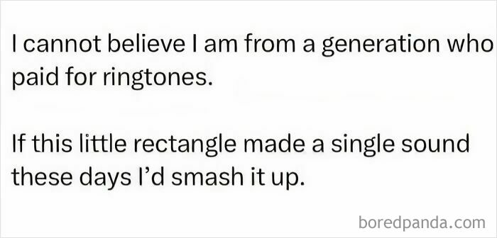 Text meme about paying for ringtones, reflecting relatable themes in memes for people around 30 years old.