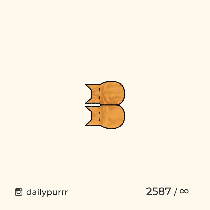 Minimalist doodle of two orange cats lying back to back, illustrating viral cat pics with a humorous and spot-on style.