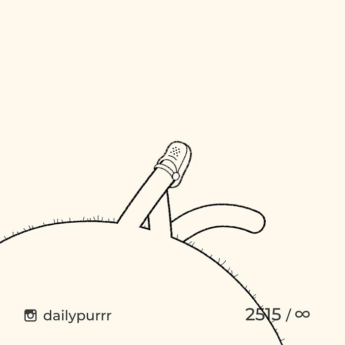 Minimalist doodle of a cat leg wearing a shoe, part of viral cat pics turned into hilarious spot-on doodles by an artist.