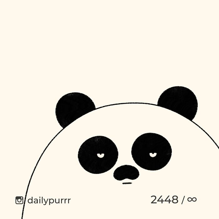 Minimalist doodle of a panda face artistically inspired by viral cat pics, showcasing a humorous and spot-on cartoon style.
