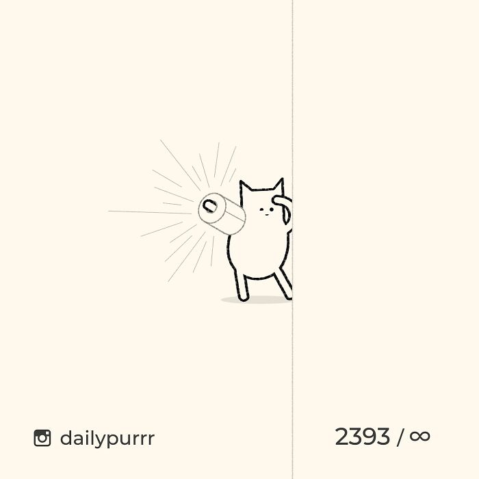 Minimalist doodle of a cat holding a flashlight, part of viral cat pics turned into humorous cat doodles series.