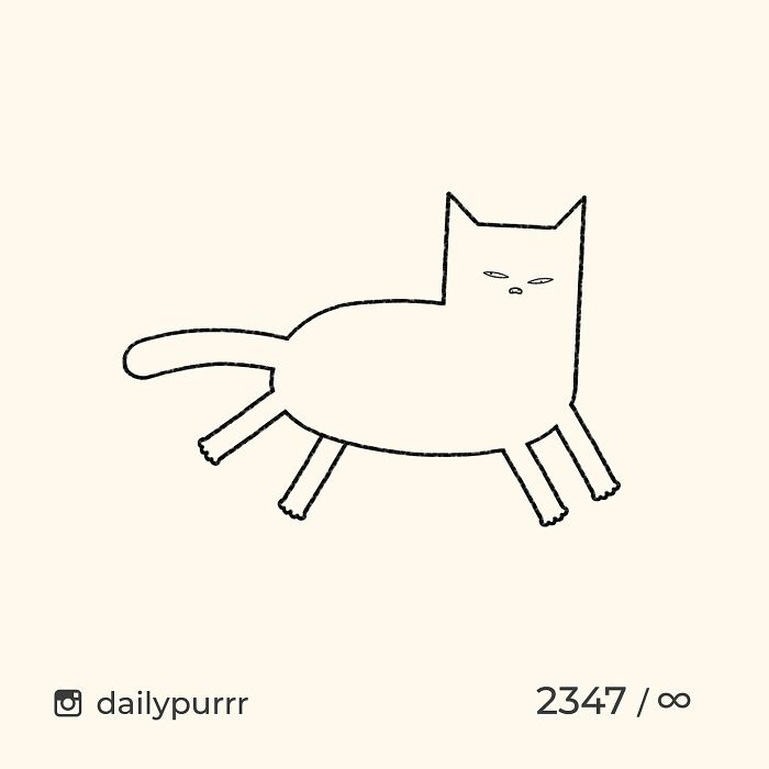 Minimalist doodle of a cat with an expression, part of viral cat pics turned into humorous cat drawings by an artist.