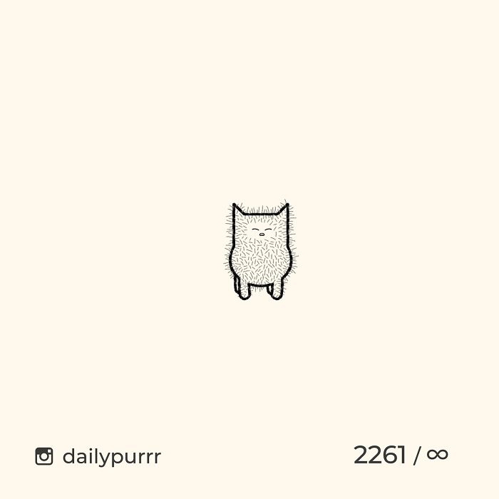 Minimalist doodle of a viral cat with simple lines and quirky expression by artist known for cat doodles.
