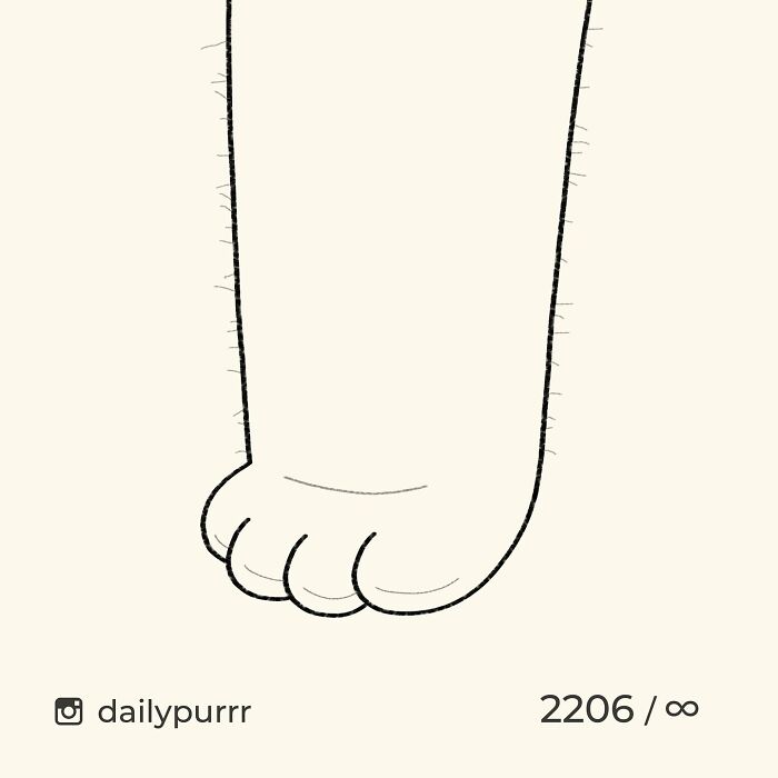 Minimalist doodle of a cat's paw by artist known for viral cat pics turned into funny drawings