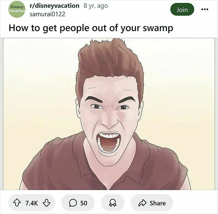 Illustration of a man screaming with caption rewritten humorously in a funny WikiHow captions collection.