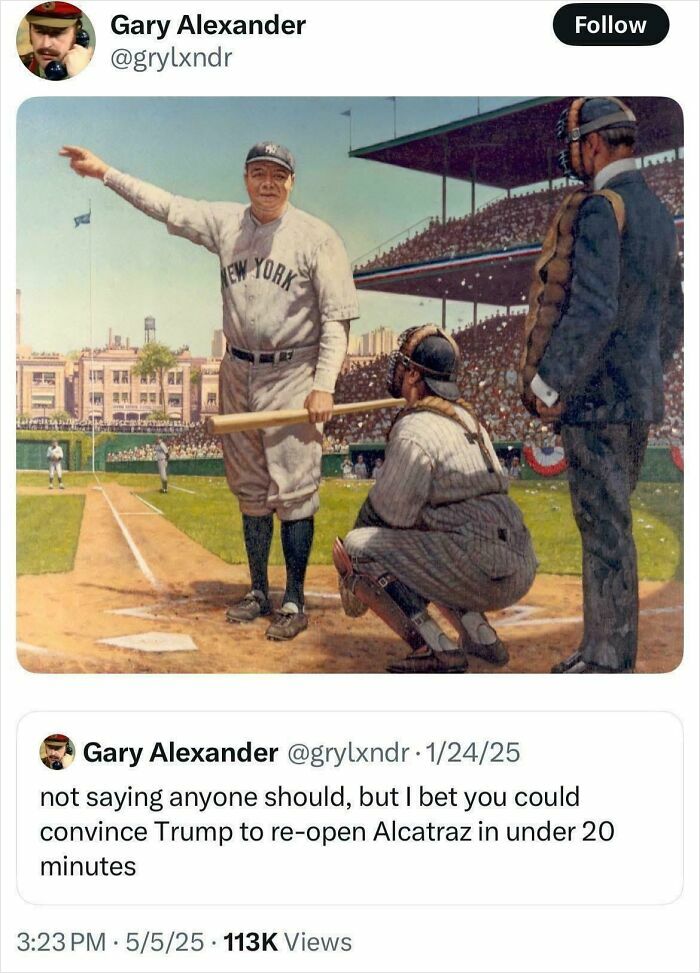 Vintage baseball scene showing players and umpire at home plate with a stadium crowd in the background.