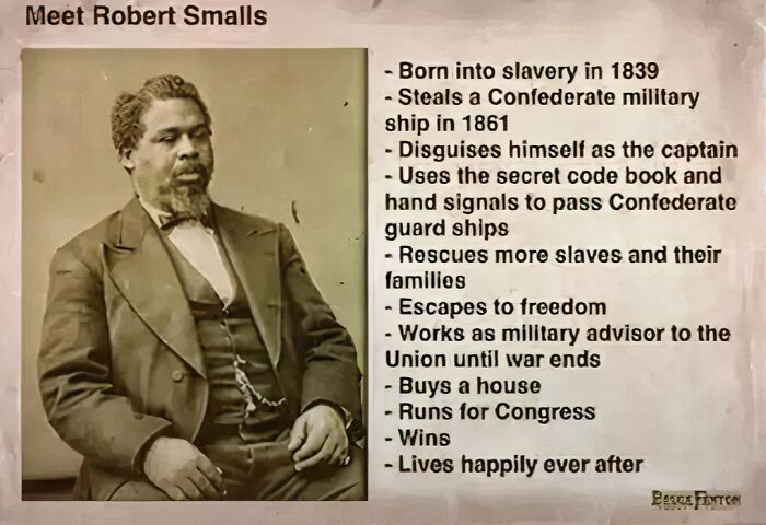 Historic image of Robert Smalls, whose morally grey acts include stealing a Confederate ship and aiding s***e rescues during the Civil War.