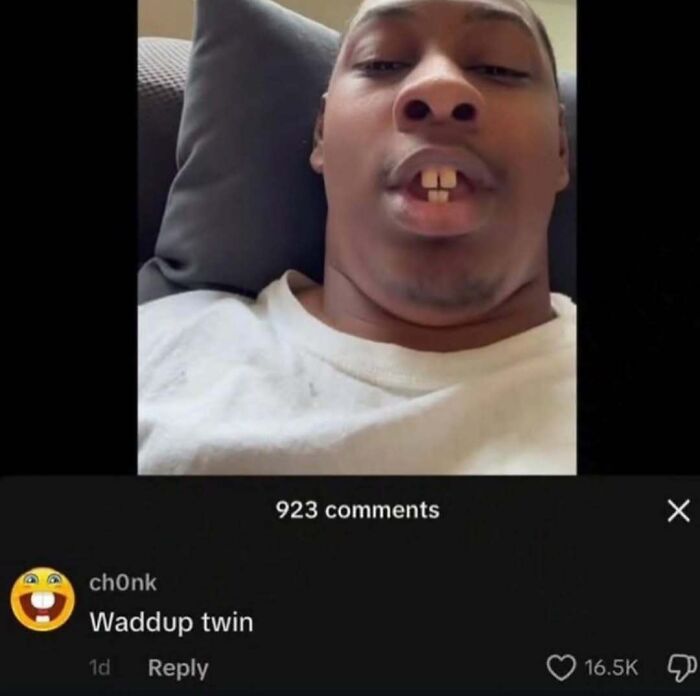 Close-up selfie of a man with prominent front teeth, featured in memes for broken sense of humor online.