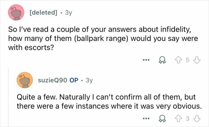 Alt text: Private investigators answering questions about infidelity cases and involvement with escorts in an online Q&A discussion.