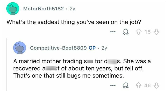 Reddit conversation showing private investigators answering questions about the saddest things they've seen on the job.