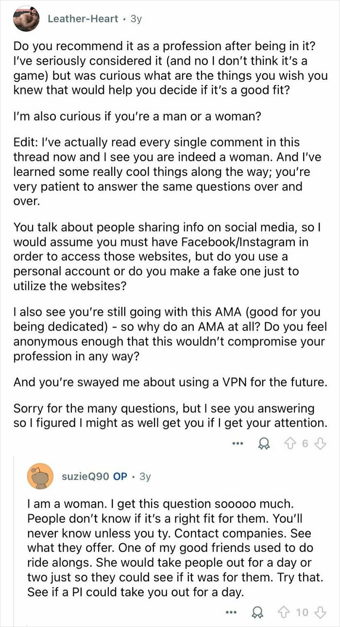 Online conversation where private investigators answer questions about their mysterious profession and offer advice.