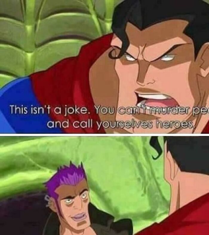 Animated scene of two men debating morality, illustrating predictions so accurate they aged like wine concept.