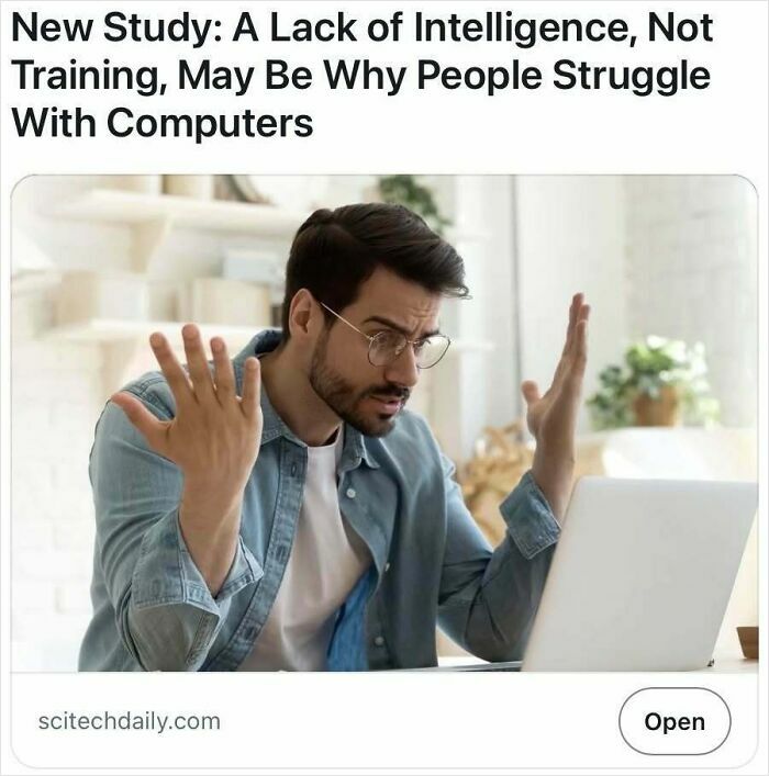 Man frustrated with computer, illustrating headlines that could pass for satire but are unfortunately true.