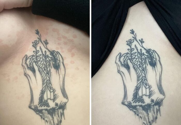 Tattoo of hands holding plants on skin, illustrating clever finds to ease your daily annoyances under $20.