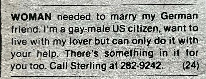 Personal ad seeking woman to marry German friend, highlighting themes of romance and connection in vintage personals column.