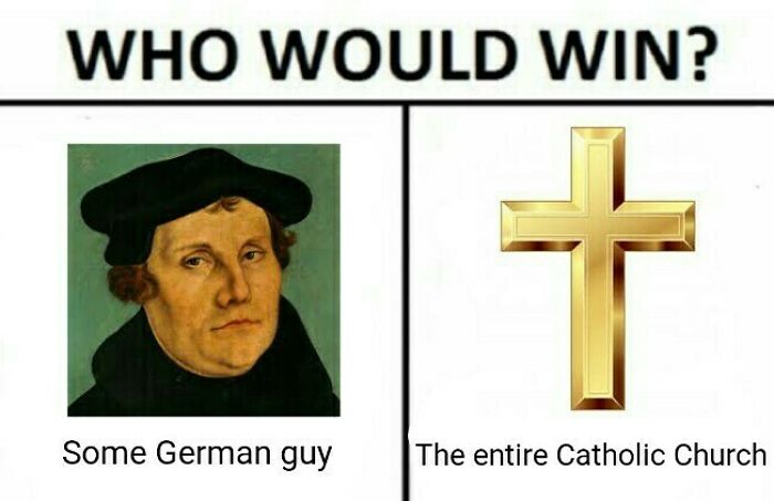 Comparison meme featuring a historical figure and a golden cross illustrating Middle Ages humor and cultural conflict.