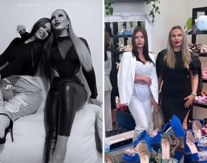 Two women posing glamorously in Instagram vs reality style, highlighting how out of touch some people are with reality.