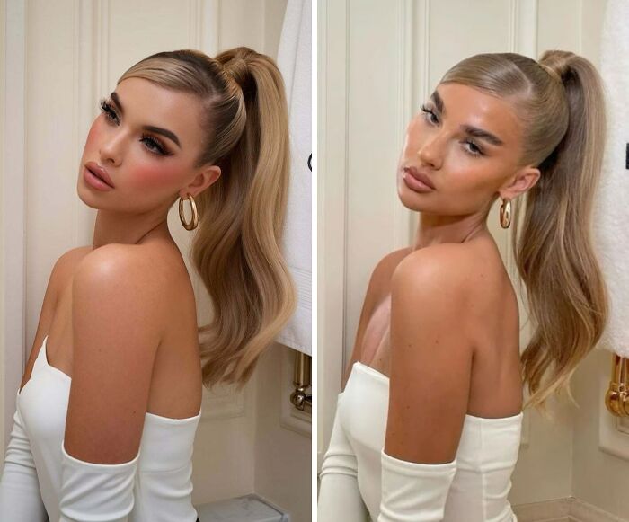 Side by side Instagram vs reality pics showing makeup and lighting differences highlighting out of touch reality moments.