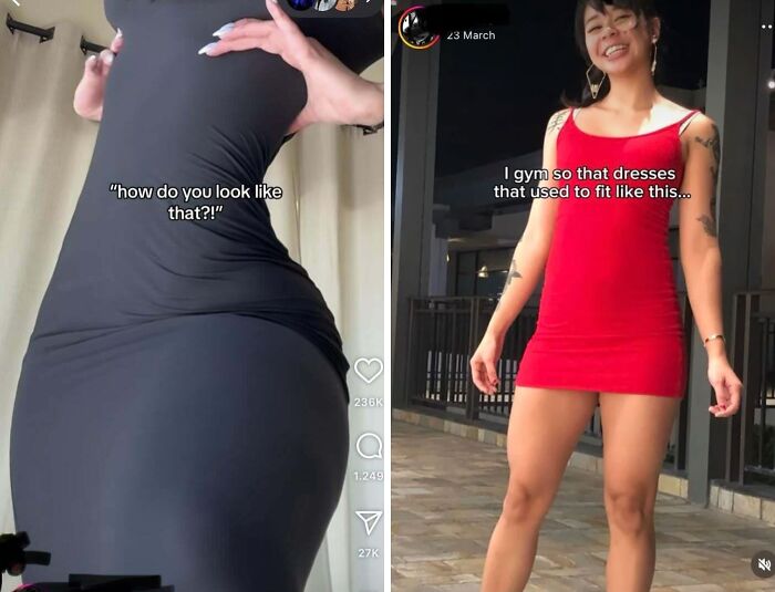 Side-by-side Instagram vs reality pics highlighting how out of touch some fitness expectations can be.