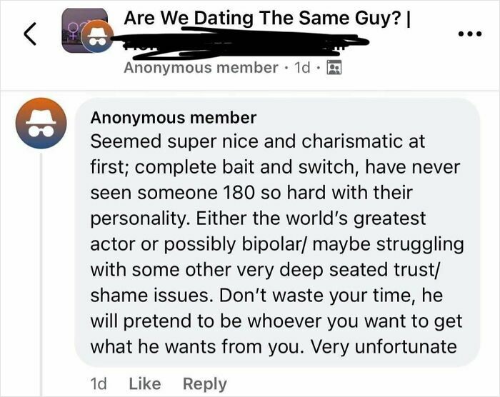 Screenshot of an anonymous message discussing toxic behavior in relationships involving nice girls and nice guys.