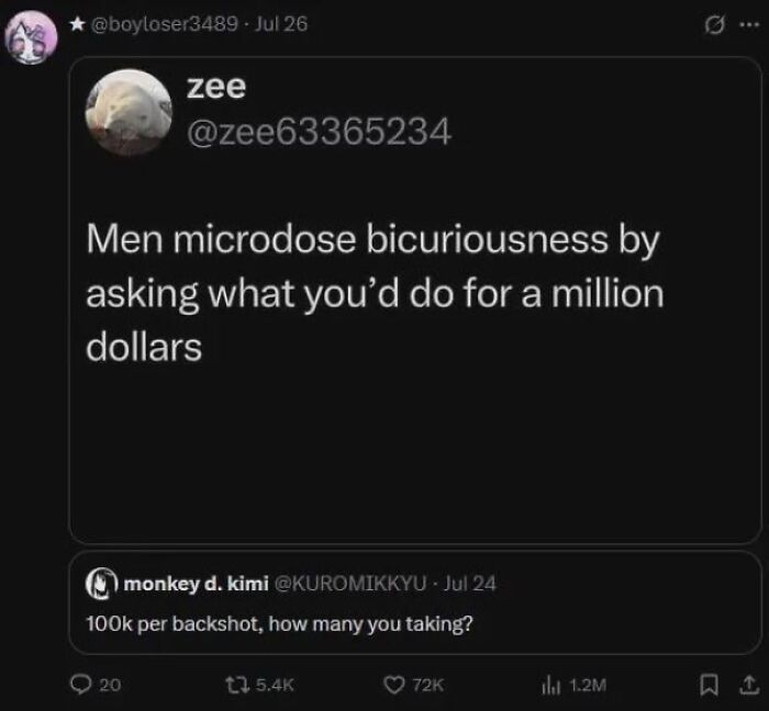 Screenshot of a unique social media post with a quirky sentence showcasing unusual humor and creativity.