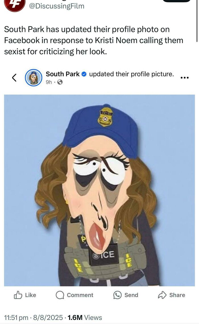 South Park updates profile picture with bold tweet response sparking reactions that hit a nerve for many people online.
