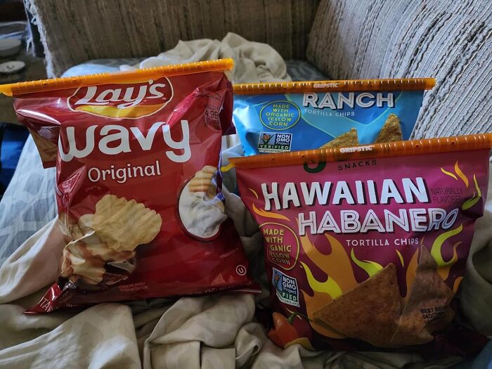Assorted popular snack chips including Lay’s Wavy and flavored tortilla chips, trending add to cart finds on Amazon this week.